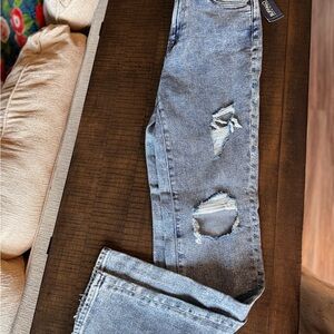 Buffalo David Bitton High Rise Distressed Jeans - Light Blue